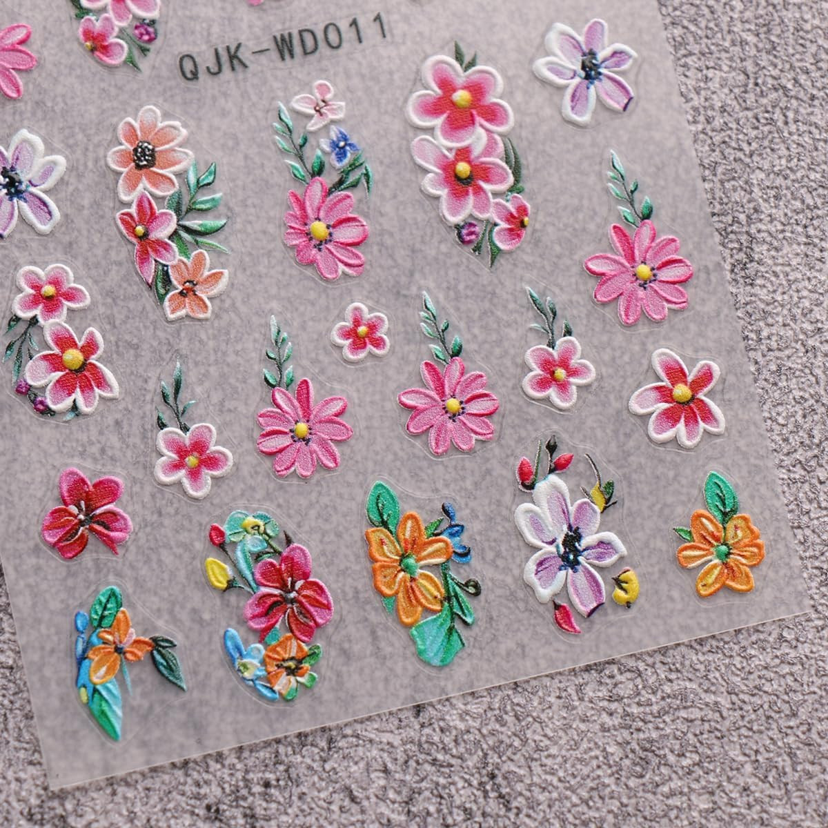 6 Sheets Flower Nail Art Stickers Decals Self-Adhesive Spring Summer Floral Nail