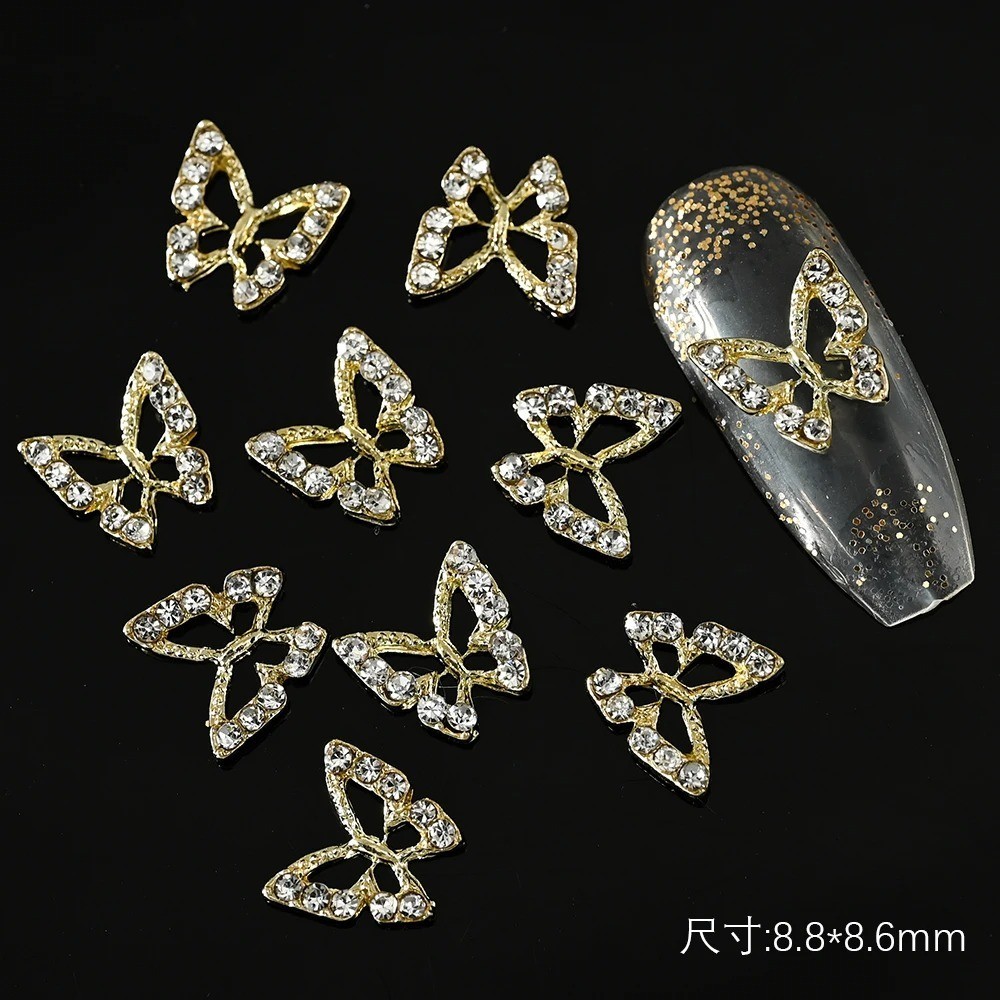 10pcs 3D Nail Art Jewelry Charms Crystal Butterfly Nail Tips Decorations