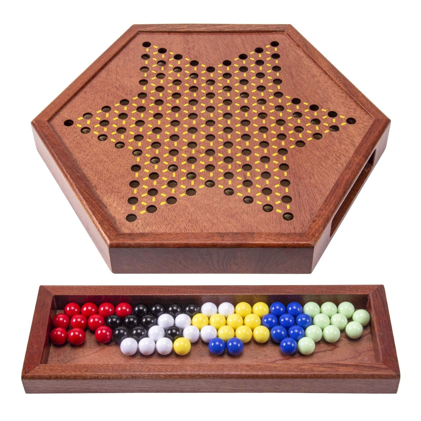 AMEROUS 12.5 inches Wooden Chinese Checkers x 10.86 x 1.49 inches, Blue