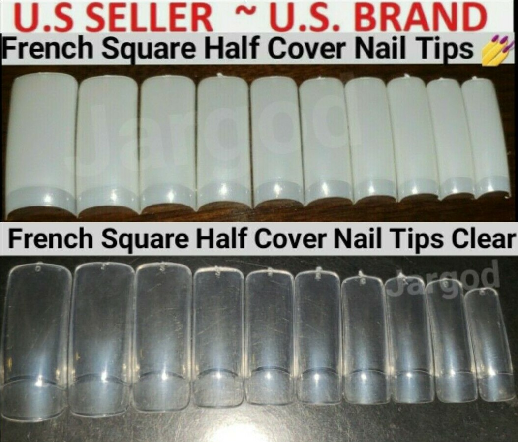 100/500/1000pcs French Tapered Square Half Cover Fake False Nails Tips -Jargod