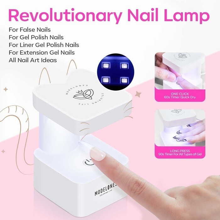 modelones Gel x Nail Kit, Nail Tips and Glue Gel Kit with 4-in-One Nail Glue Gel