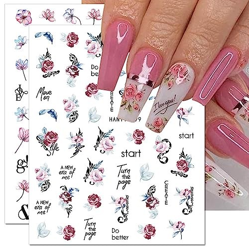 8 Sheets 3D Flower Nail Stickers – Spring & Summer Colorful Floral Nail Art