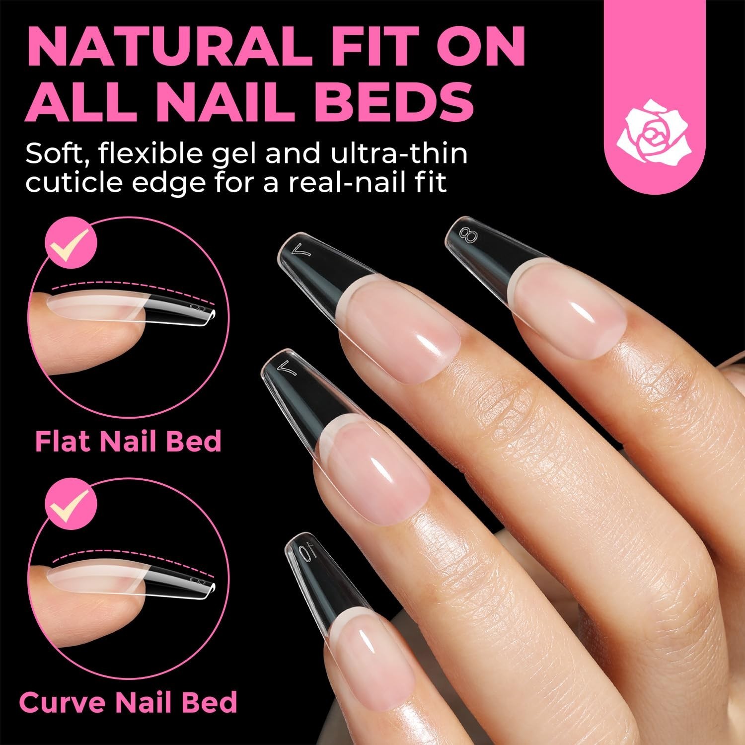 Long Coffin Nail Tips 504pcs Pre-Shape Half Matte Fake Nails | Full Cover Cle…