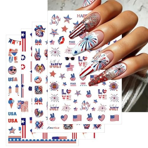 8Sheets 4th of July Nail Art Stickers Independence Day 4th of July Stickers-7