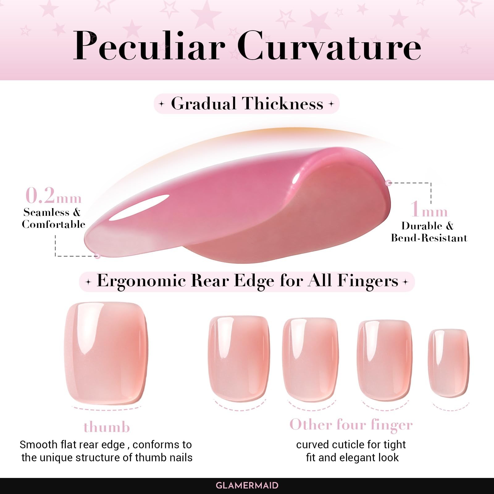 GLAMERMAID Nude Pink Press on Nails Short, 24 Count (Pack of 1), Aurora