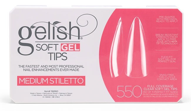 Harmony Gelish Soft Gel Tips – Medium Stiletto Box Of 550 Tips