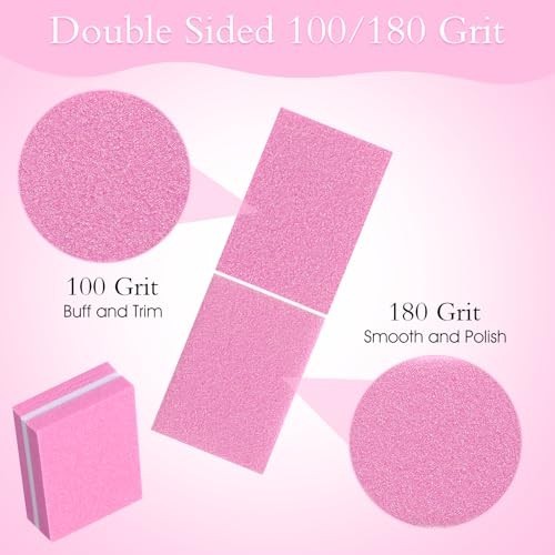 400 Mini Nail Buffers – 100/180 Grit Buffer Blocks for Acrylic & Natural Nails,