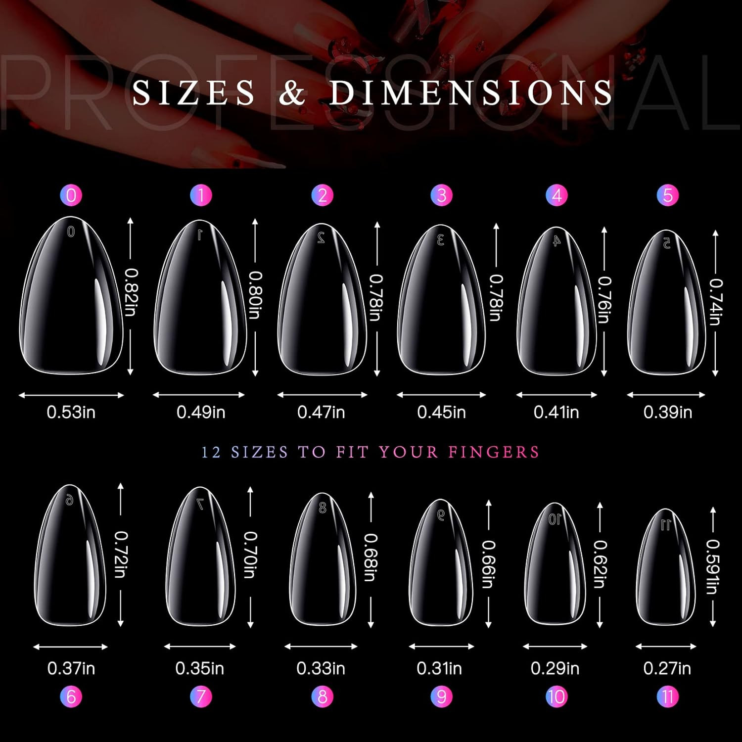Almond Nails Tips – 240Pcs Clear Fake Tips 12 Sizes Soft Gel False Nails Full Co