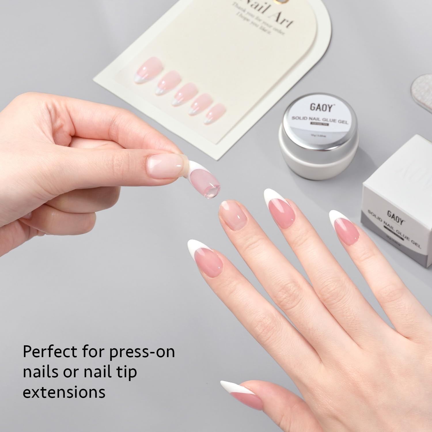 GAOY Solid Nail Glue Gel for Nail Tips, 15g Strong Solid Glue for Press Ons, Fal