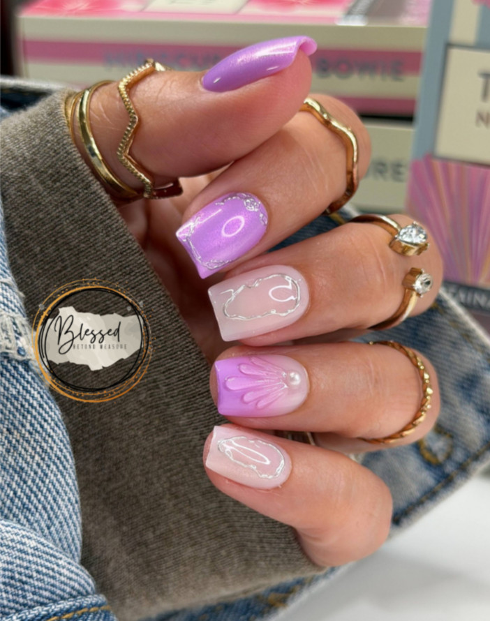 Red Aspen Press On Nails-Lustrous & Lovely, Liana Coffin Short 3D Shell