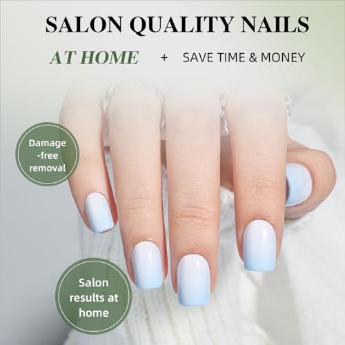 Ombre Press On Nails Square – Light Blue Short – 5A – Blue Ombre