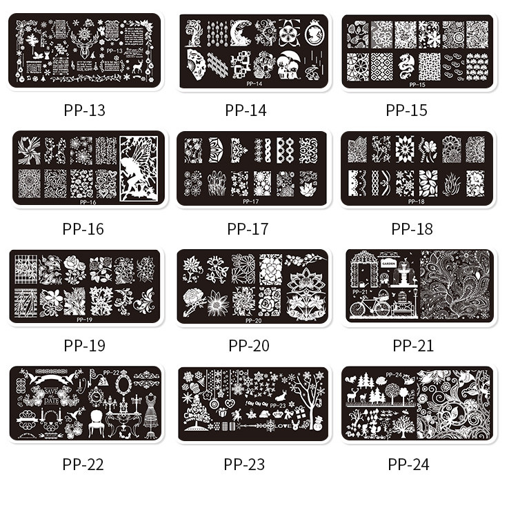 Pattern Nail Stamping Plates Flower Butterfly Snowflake Line Image Template Tool