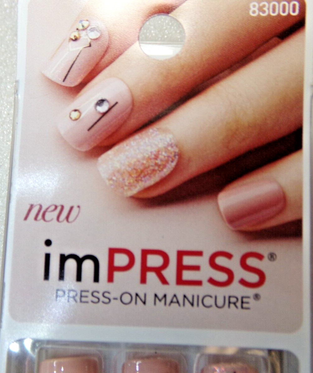 IMPRESS NAILS PRESS ON SHORT – Mauve Pink with Gems