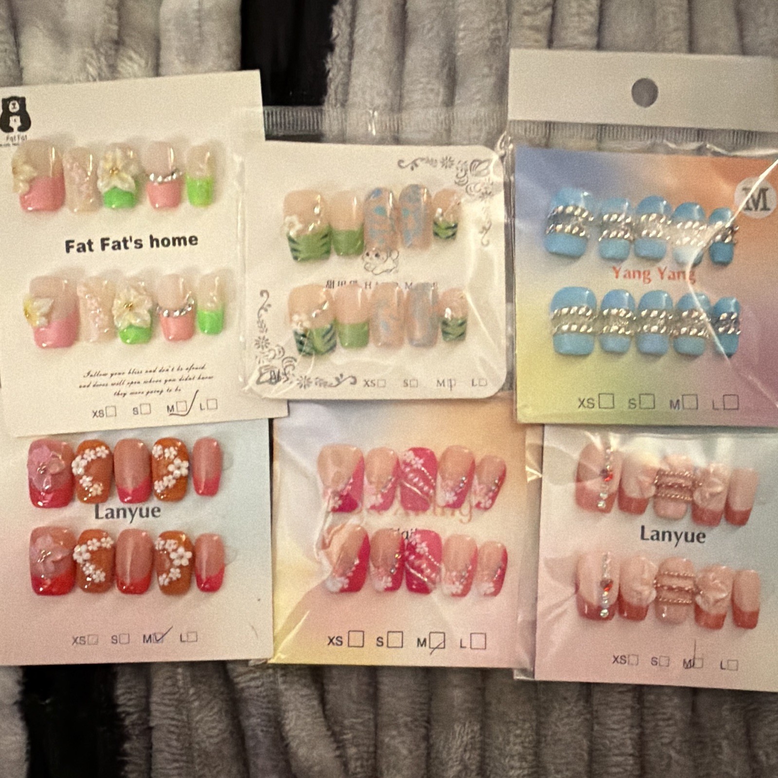 Press-On Nails Size Medium Square 3D