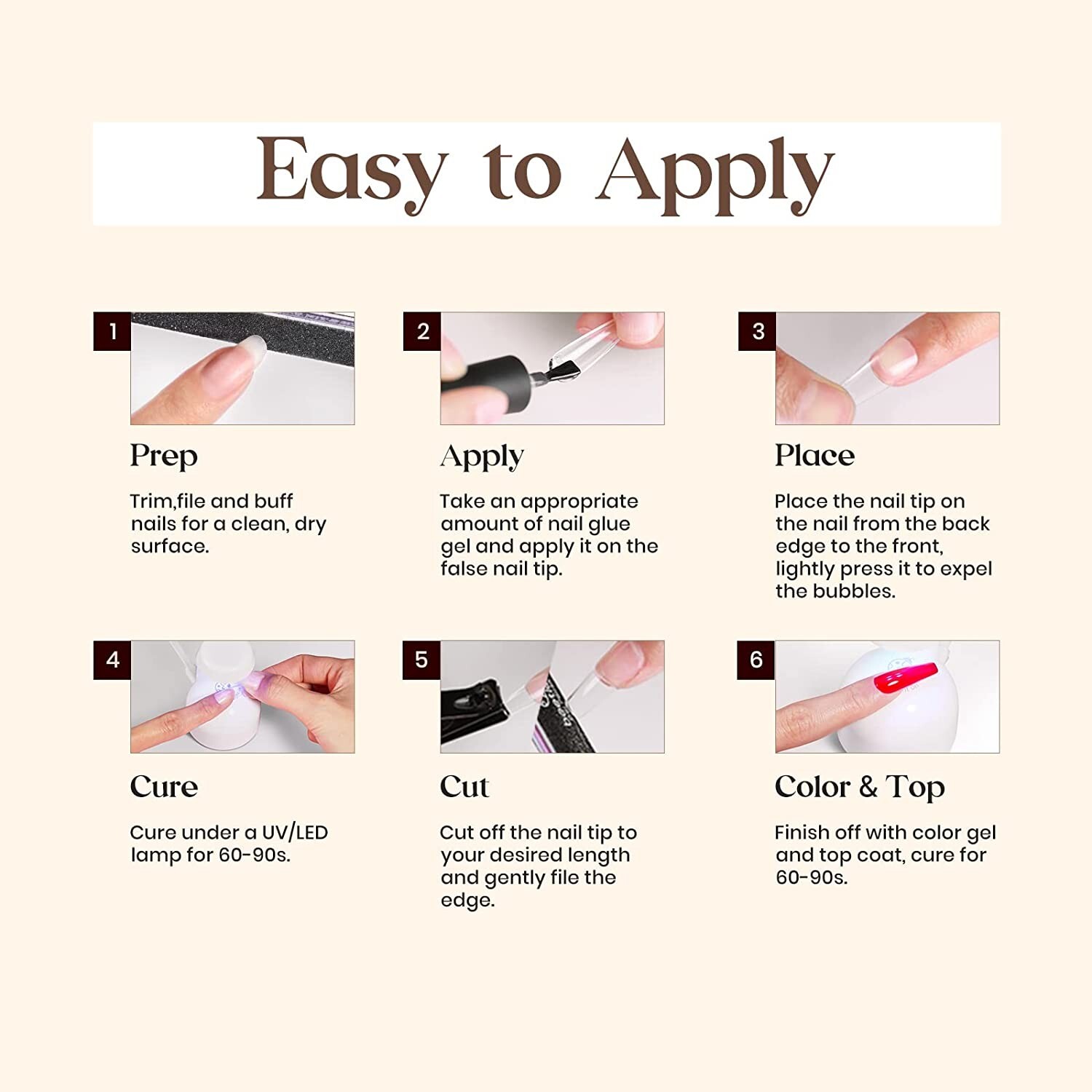 Nail Glue For Nail Tips Gel Polish Soak Off UV & LED Top Coat Wipe Free 15ml
