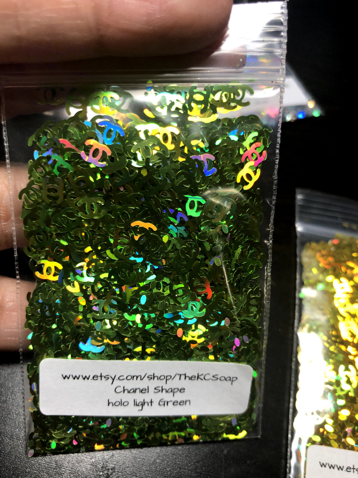Holographic Light Green Glitter Nail Art Slice letter alphabet confetti C US TSP