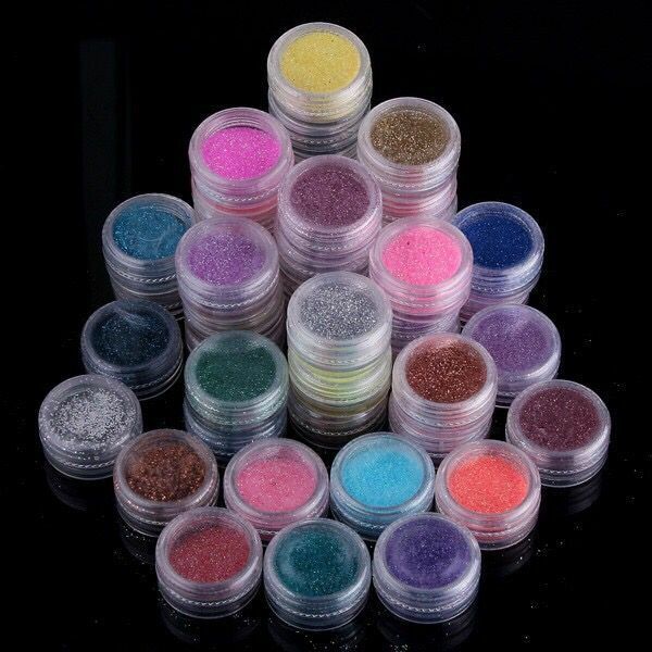 45 Mix Color Set Nail Art Glitter Powder Dust For UV GEL Acrylic Decoration Tips