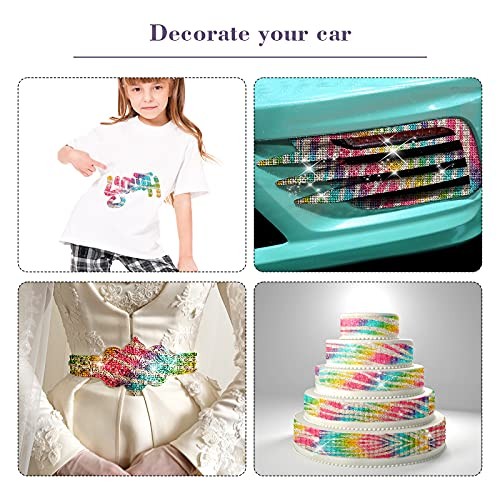 12000 Pieces Rhinestones Sheets Self Adhesive 2 mm Bling Rhinestones Rainbow