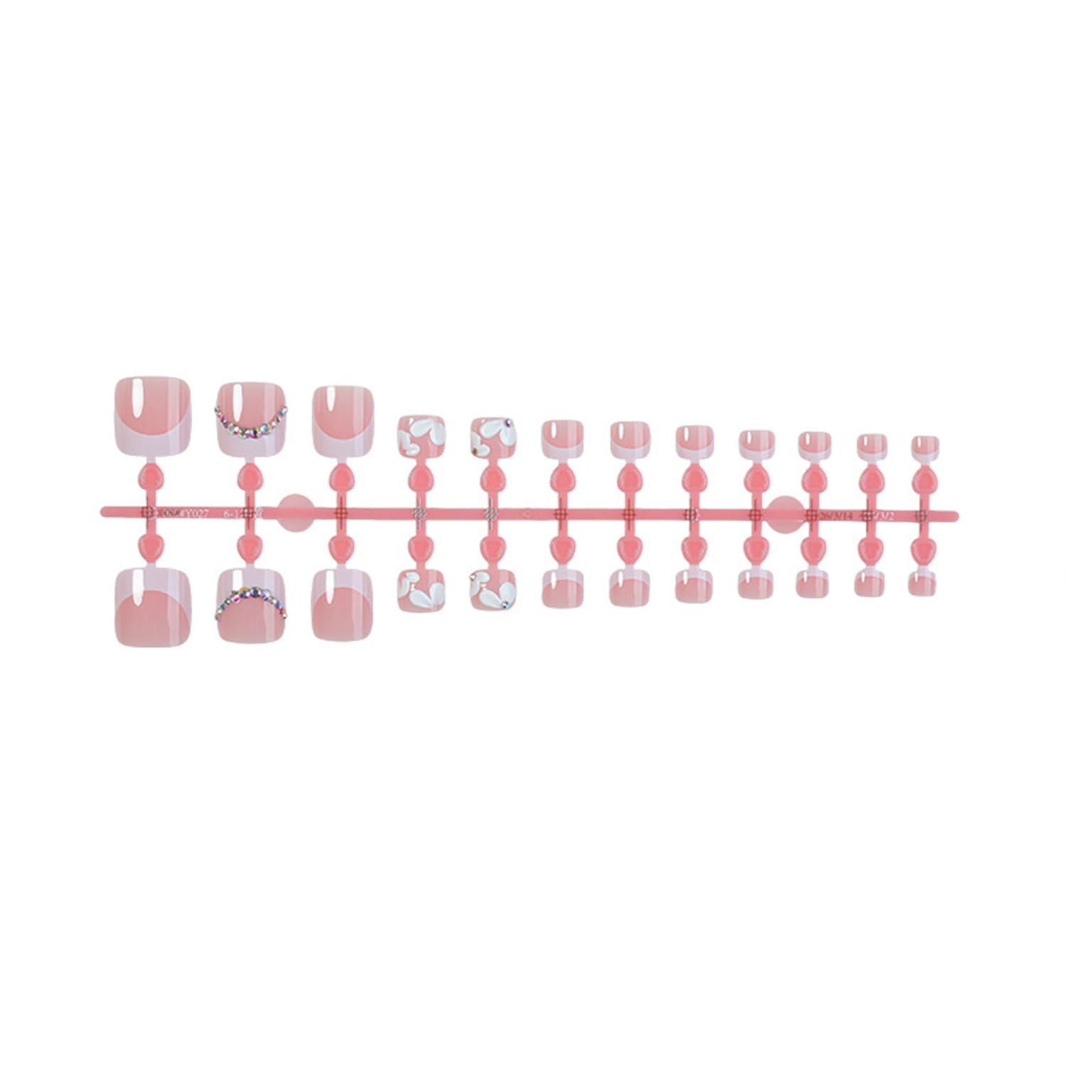 Bloazife French Tip Toe Nails Short TOE-16 Floral