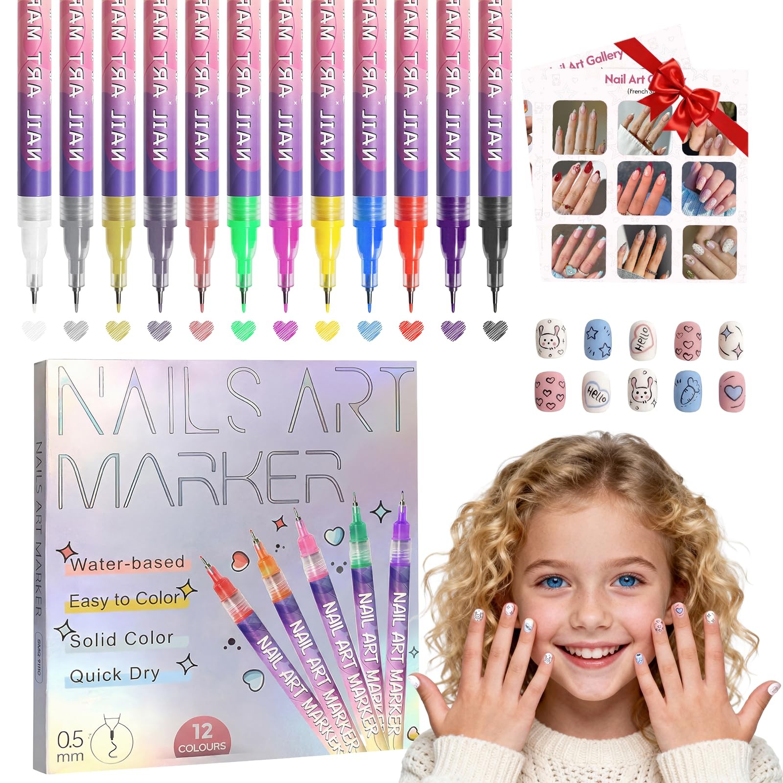 Nail Art Pens 12 Colors Painting Fine Tip Doodle Markers Set Girls Women