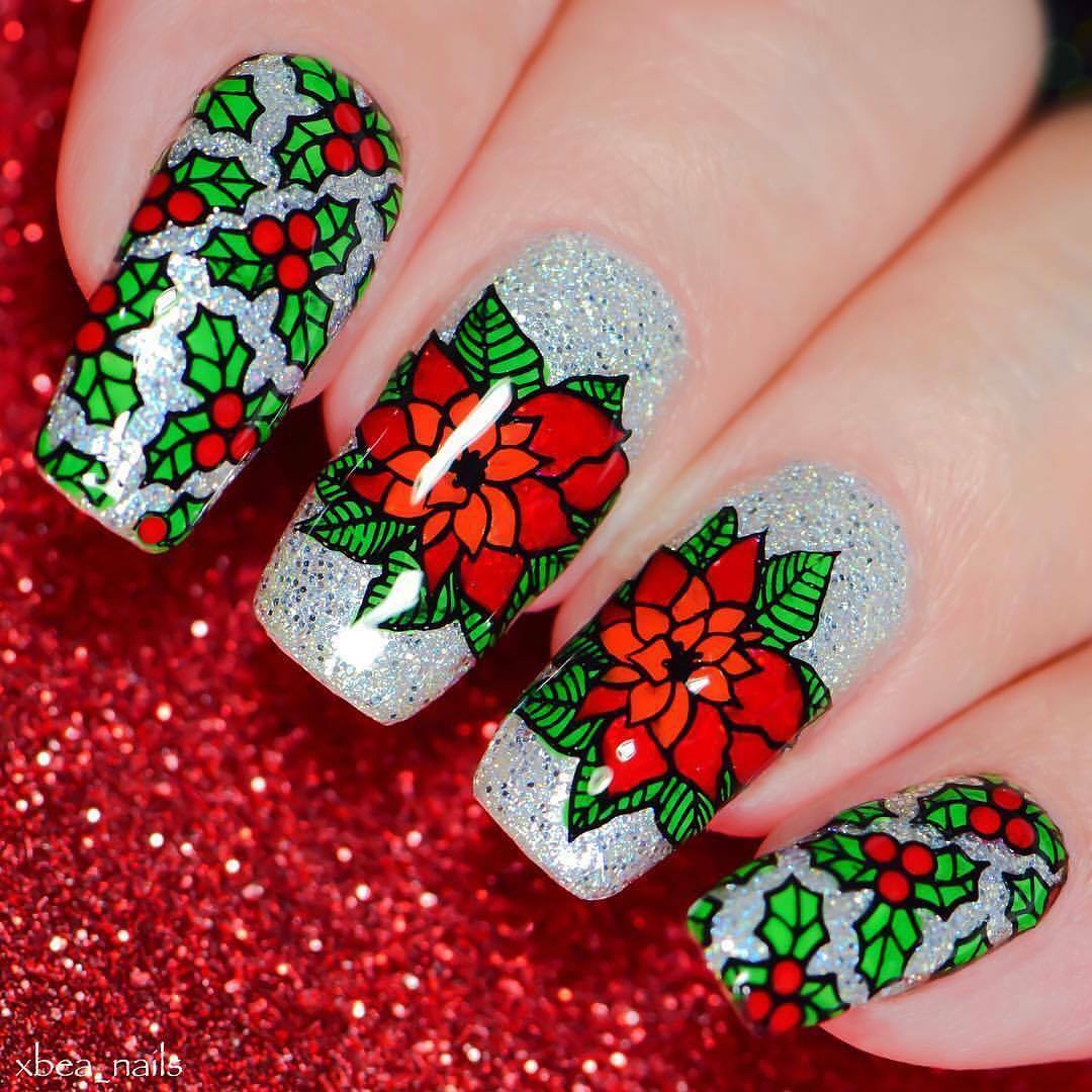 B034 Deck the Nails Stamping Plate For Christmas Stamped Nail Art Design
