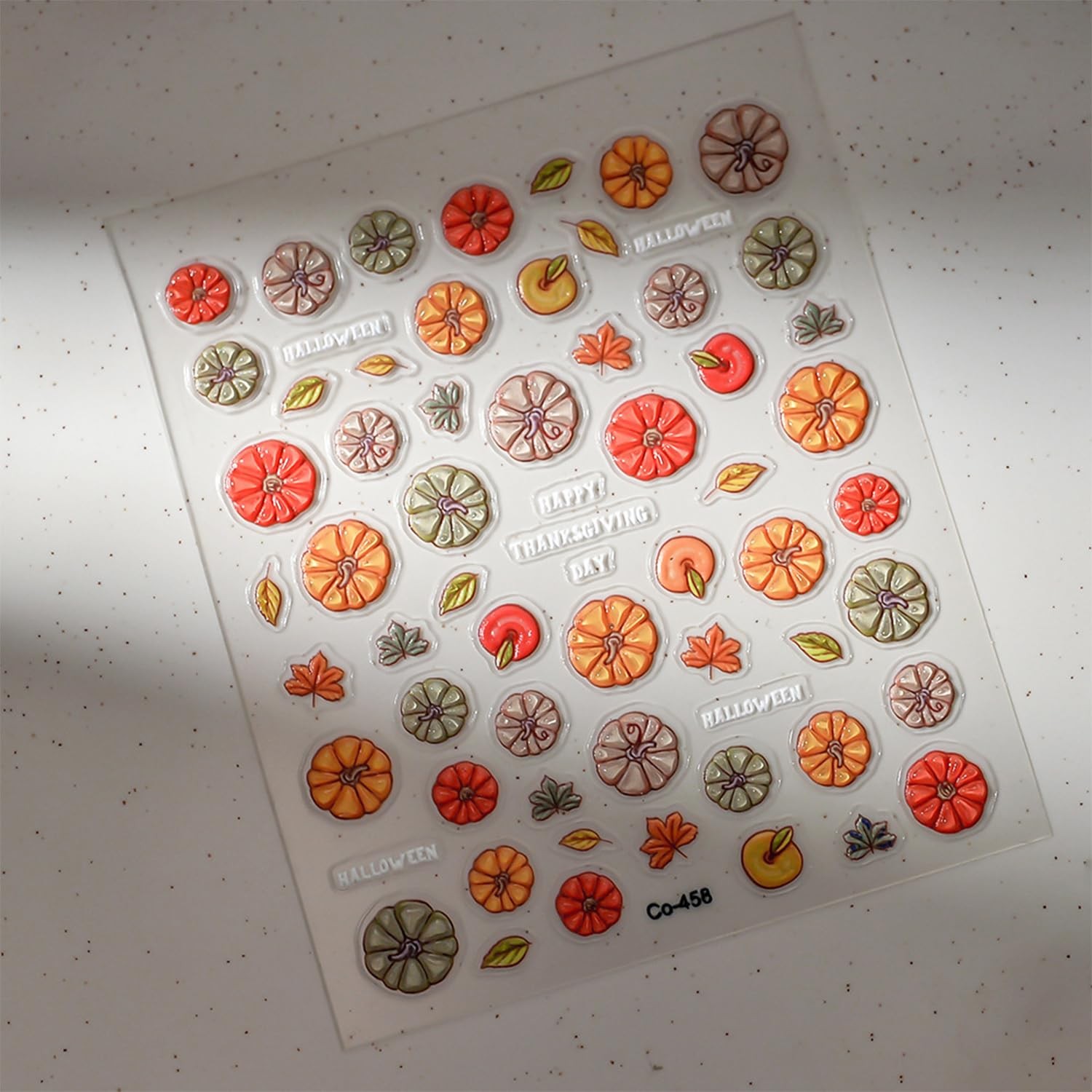 1 Sheets Fall Nail Stickers for Art 5D Self-Adhesive Embossed Multicolor