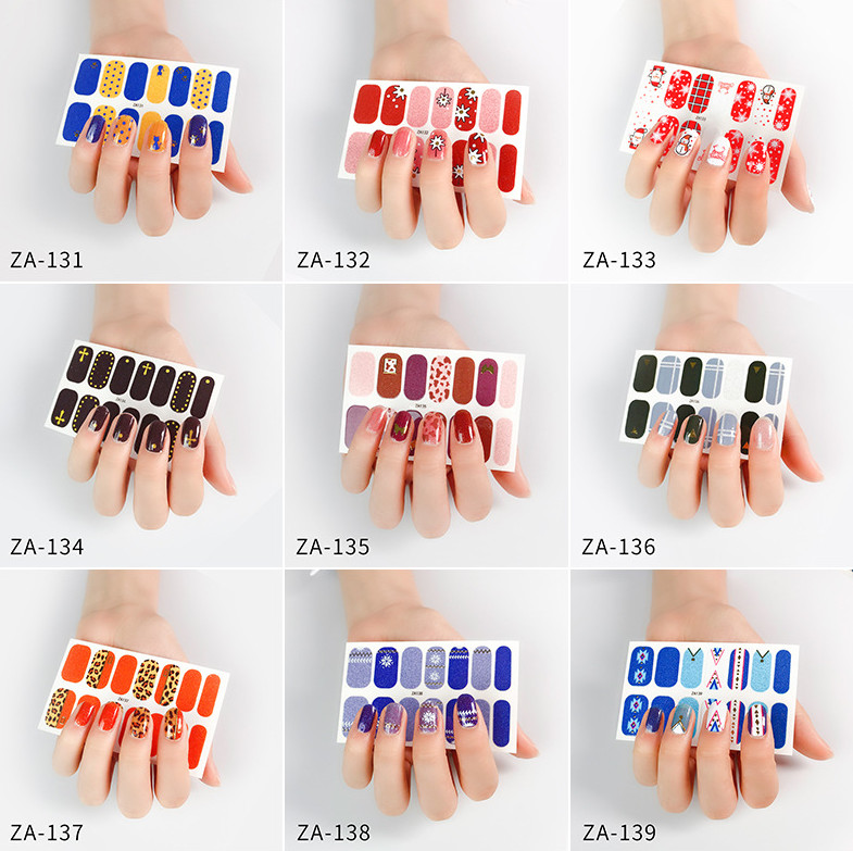 3D Glitter Nail Wraps Full Size Sticker Nail Polish Art Self-Stick Decor NS22