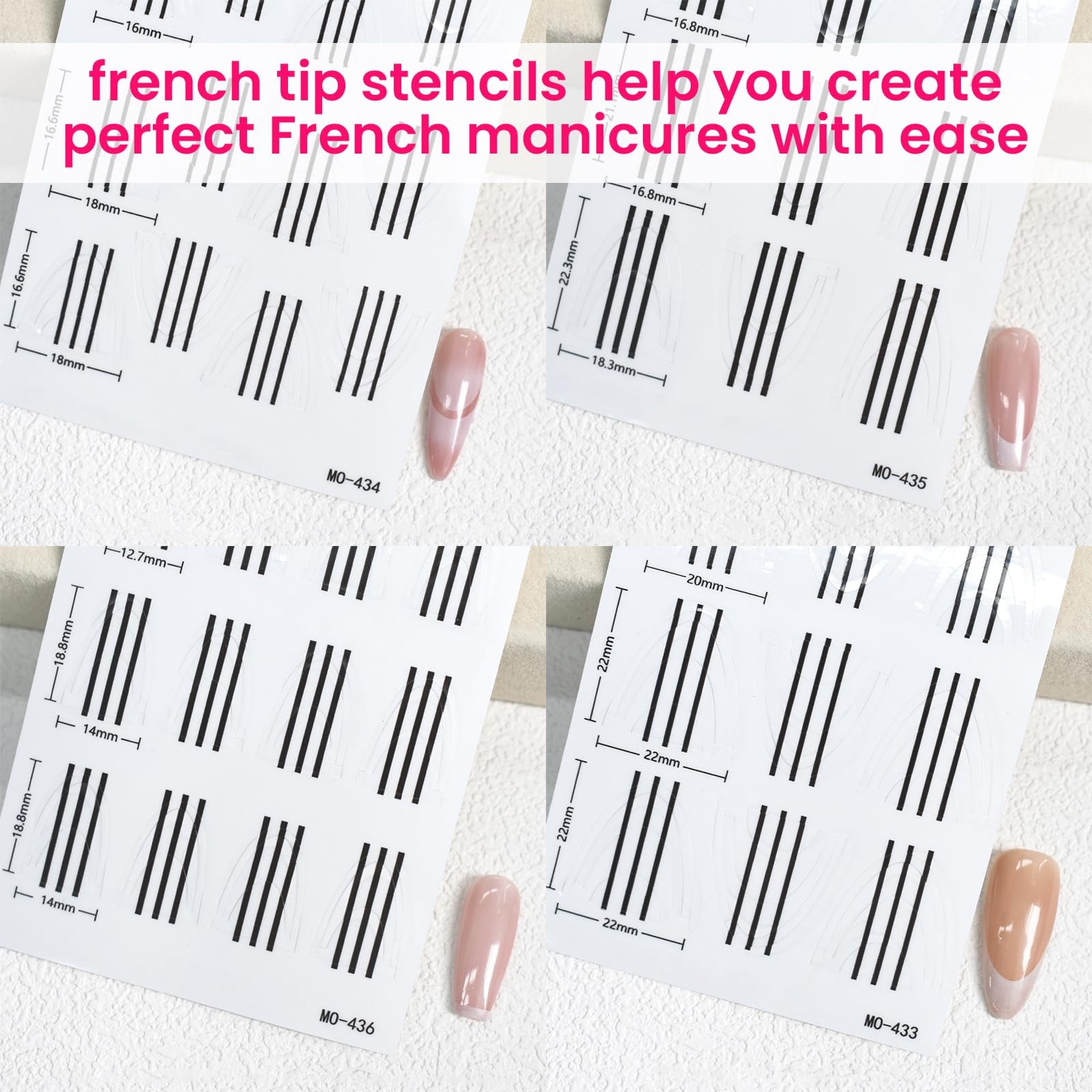 10 Sheets French Tip Guide Stencil for All Nail Shapes French Manicure Strips…