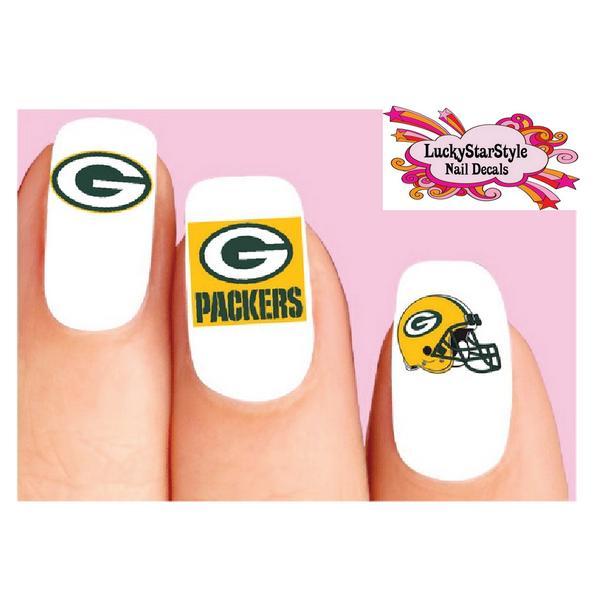 Waterslide Nail Decals Set of 20 – Green Bay Packers Football Assorted