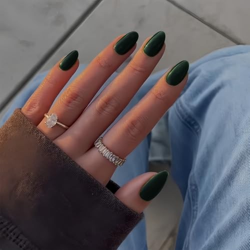 Emerald Green Nails Press on Short Oval Round Press on oval emerald green