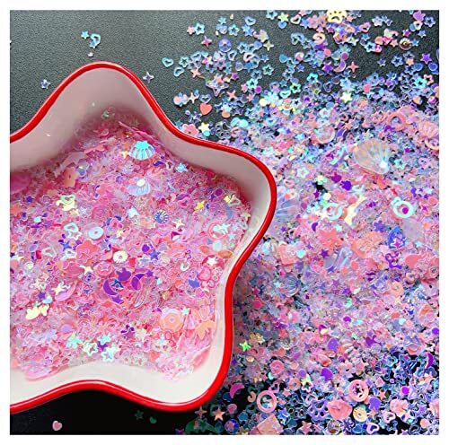 Heart Star Butterfly Craft Sequins Holographic Nail Glitte Confetti Pink-50g