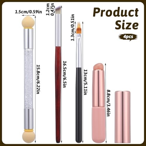 4 Pcs Ombre Nail Brush Set UV Gel Gradient Sponges Pen Silicone Nail Brushes