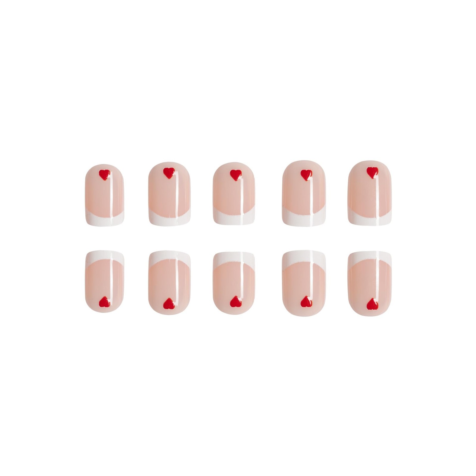 Valentines Press on Nails French Tip Fake Nails Square Short False Nails with…