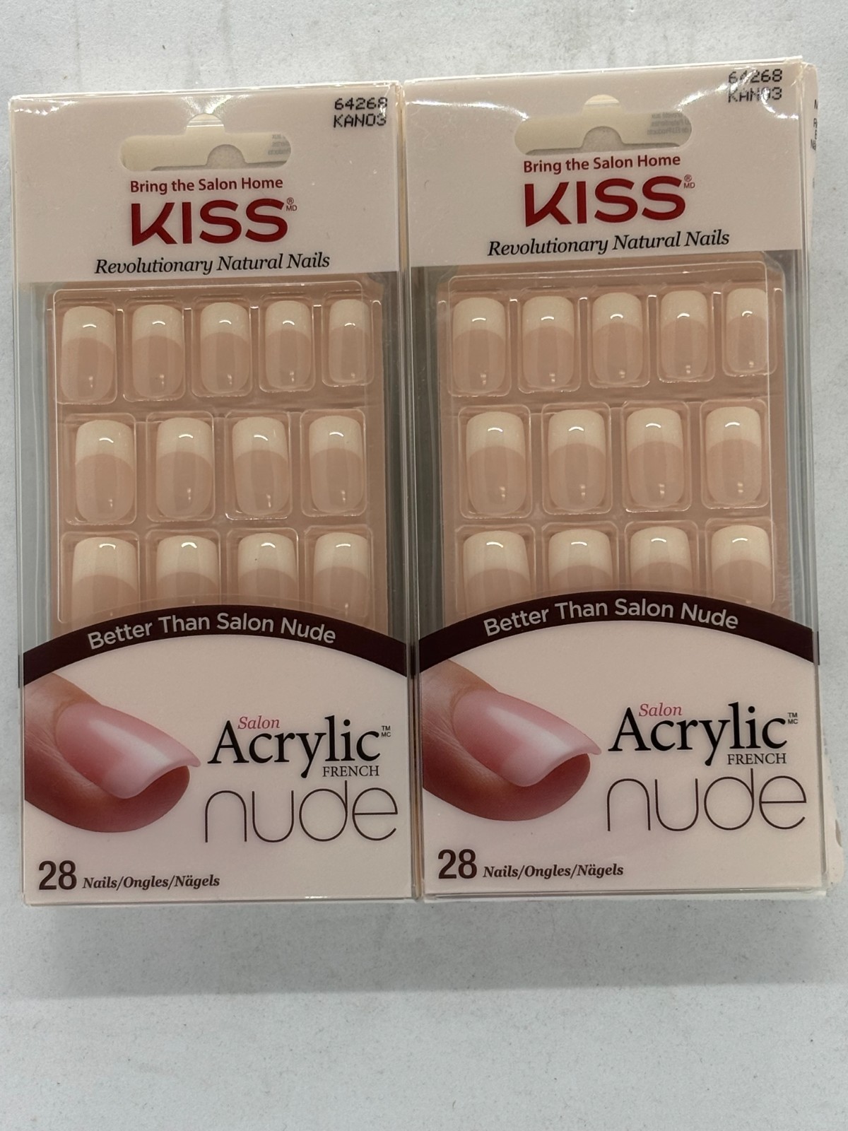 KISS Salon Acrylic French Nude Natural Nails 2 x 28, MED, KAN03, FREE SHIPPING!!