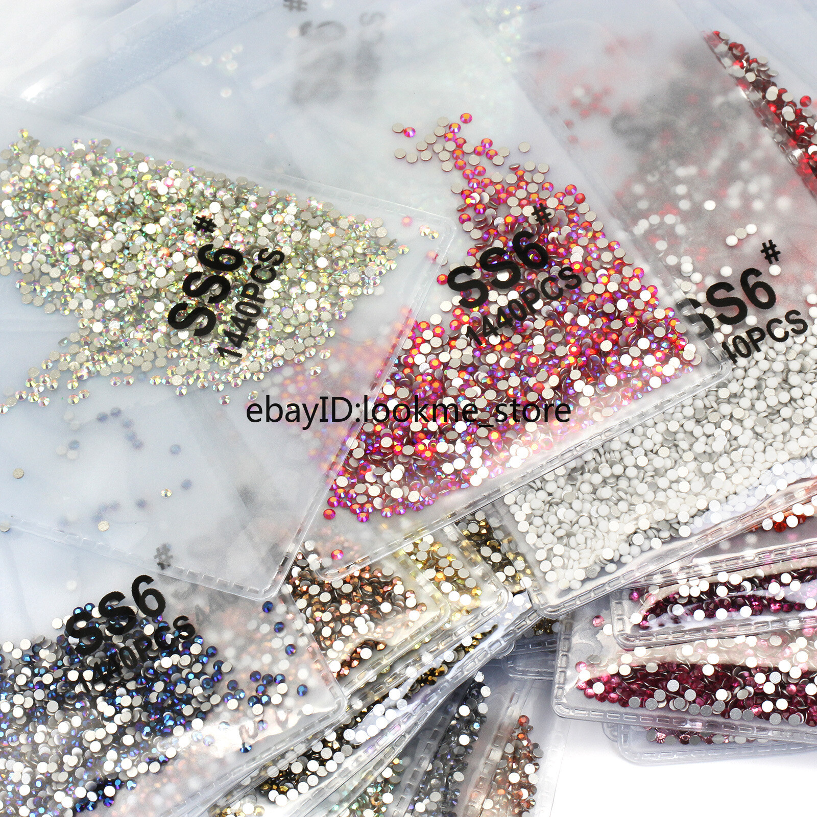 1440pcs 2 mm (ss6) Crystal Glass Rhinestones Flatback Gems Nail Art Crafts Decor