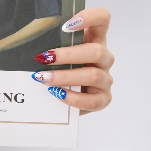 Almond Cat Eye Salon 4th of July Press On Nails – Memorial Day Nails