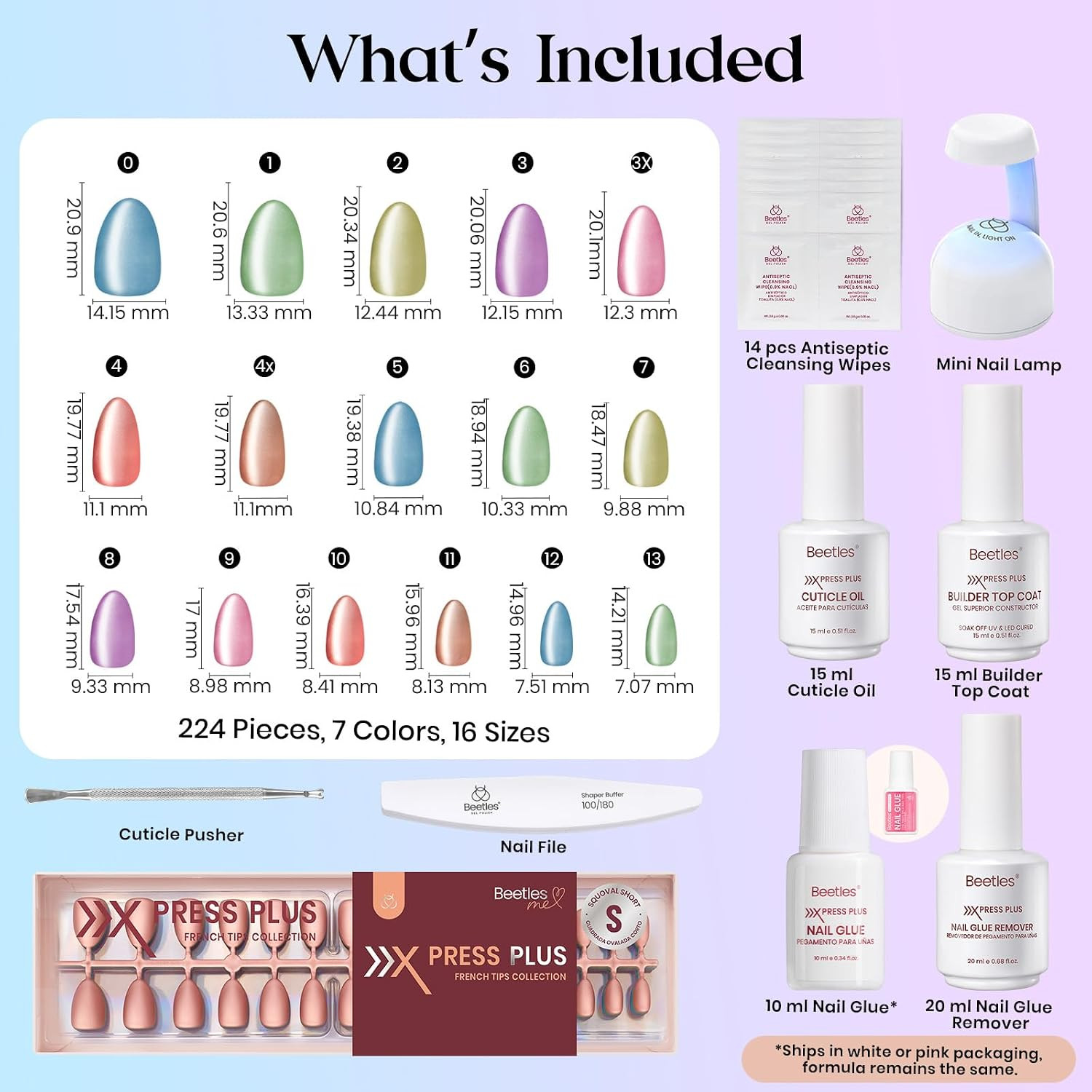 X Press Gel Nails Kit – Soda Aurora | 7 Colors Cat Eye Press on Nails Short Almo