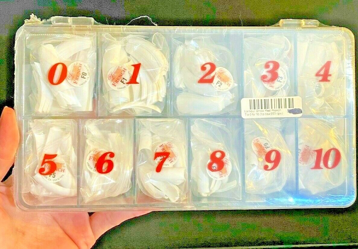 Lamour SNOW RED FRENCH 10 bag Size 0-10 (50 pcs each bag) + Tip Box