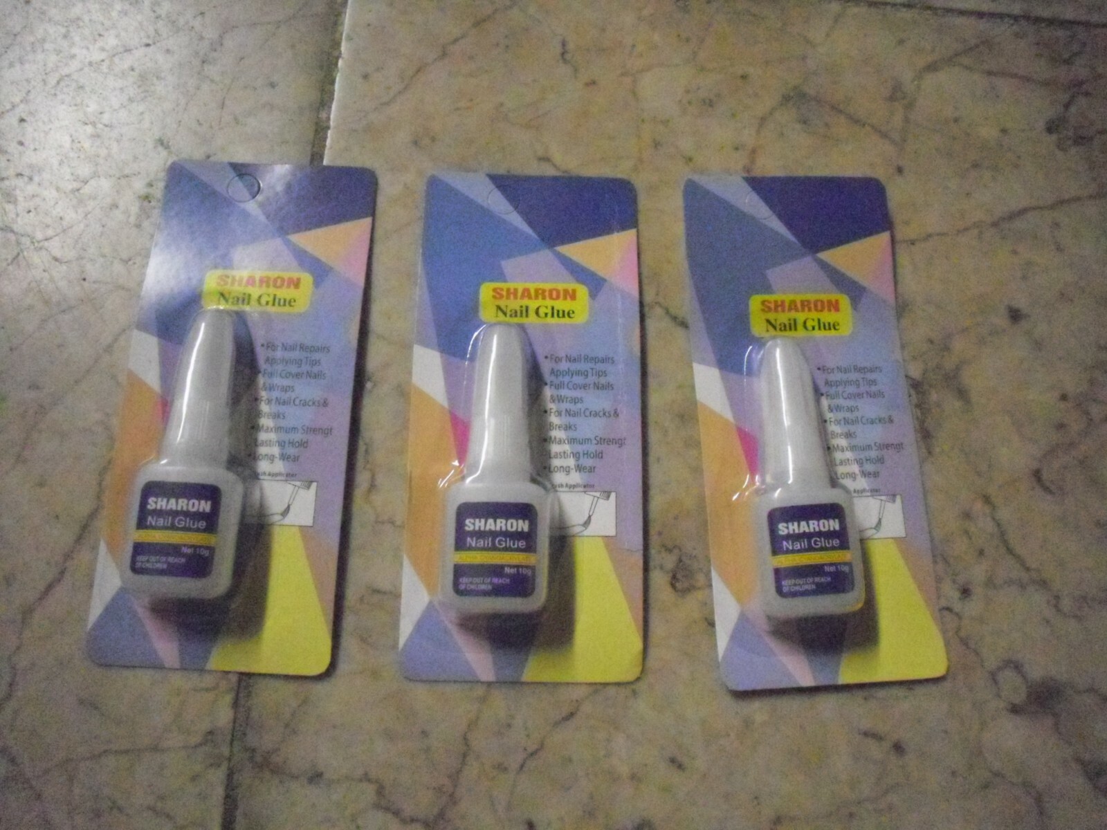New ! 3 X 0.10 oz Sharon Nail Glue Clear Nail Glue for Nail Repairs Nail Cracks