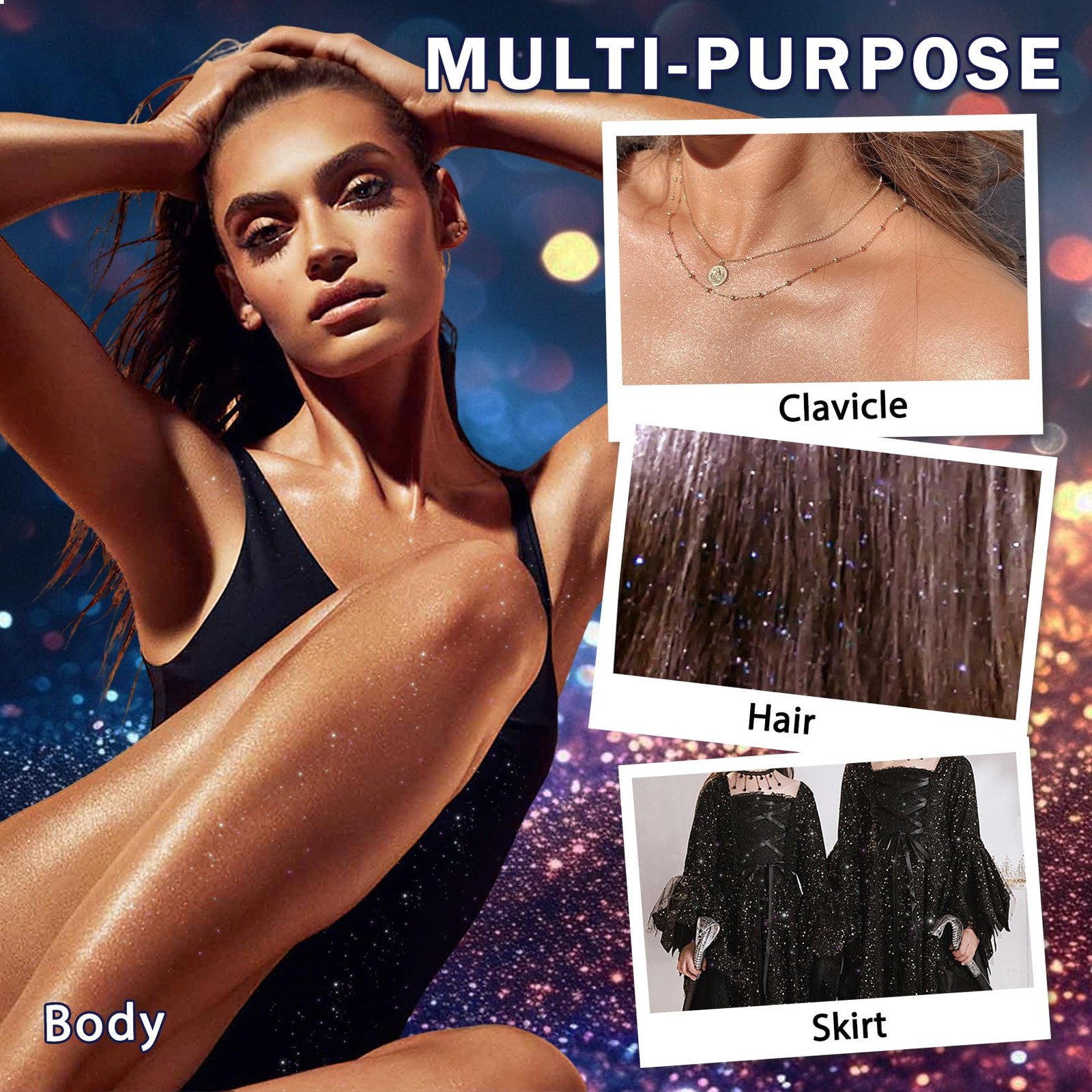 Pink Body Glitter Spray, Shiny Hair and Body Glitter Spray for Clothes, Holog…