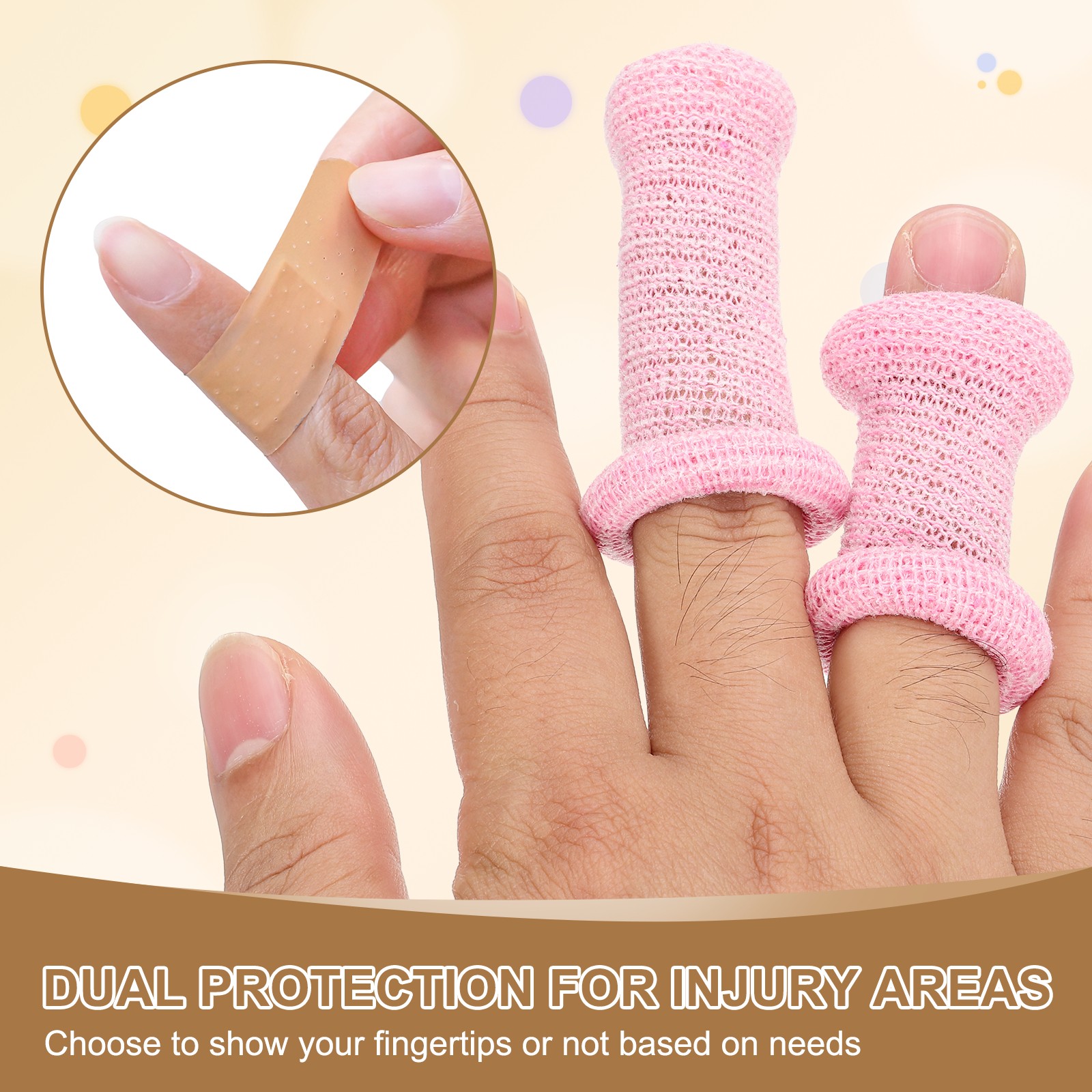 10 PCS Cotton Finger Bandages Finger x 1.5 cm Tip，32 Bandages Protectors, Pink
