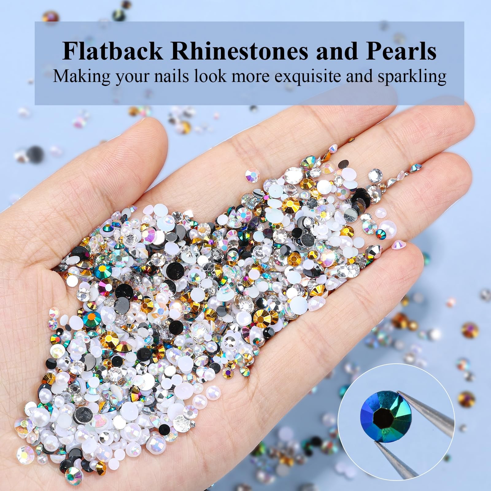 Nail Art Rhinestones Crystals AB Flatback Rhinestones Stones Gems with Pick U…