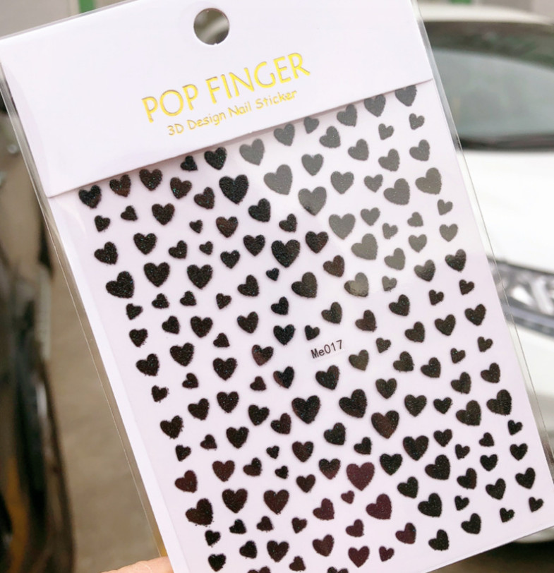Nail Art Sticker Glitter Heart Valentine Decals Manicure DIY Peel & Stick NH6
