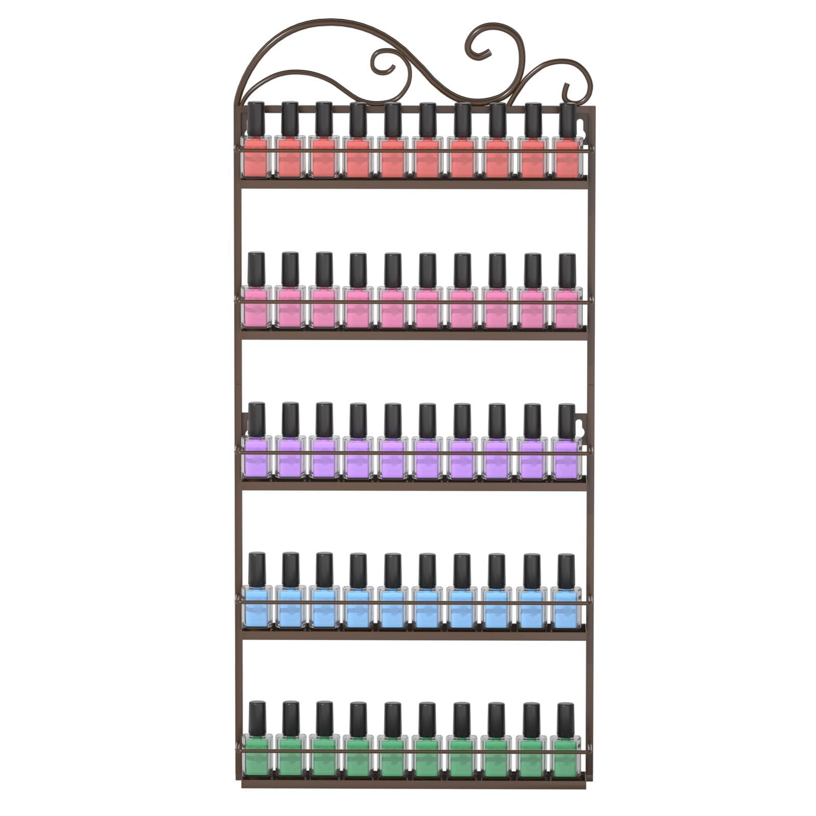 ERYTLLY Wall Mounted Nail Polish Rack, Rectangle Nail Storage Organizer, Salo…
