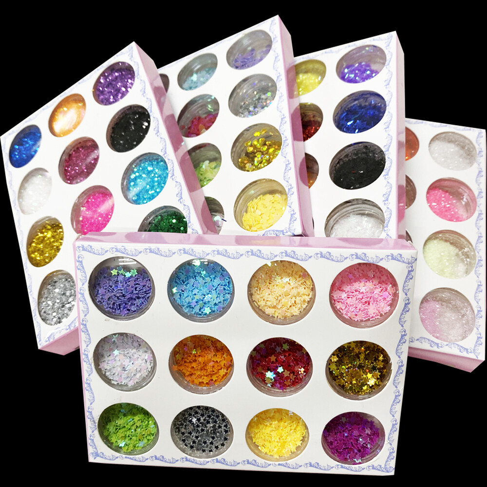 12 Color Nail Art Glitter Sparkle Sequins Holographic Metallic Flakes Nail Decor