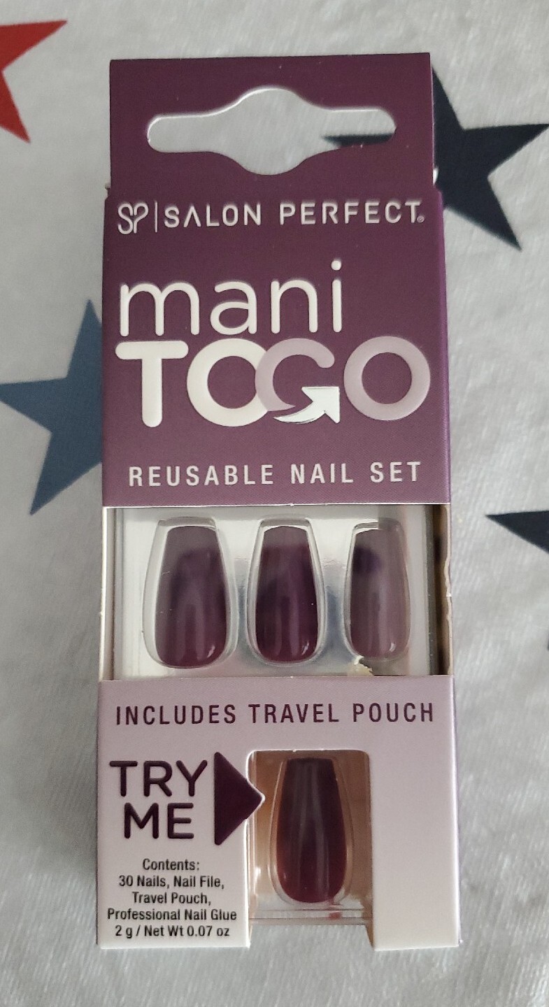Salon Perfect Mani To Go Reusable Nail Set Purple New