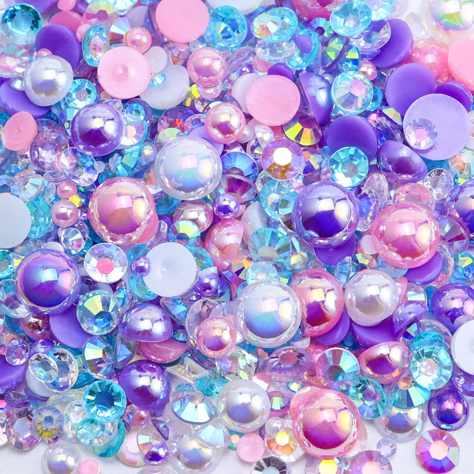 60g Mix Flatback Pearls and Flatback Rhinestones for Crafts 2mm-10mm Pearl Rh…