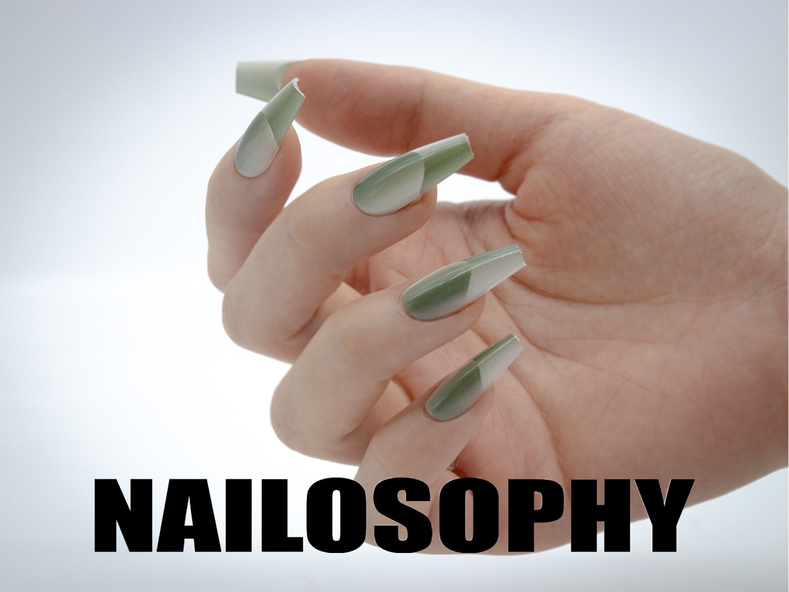 Nailosophy Olive Elegance Cat Eye Artificial/Press on Nails