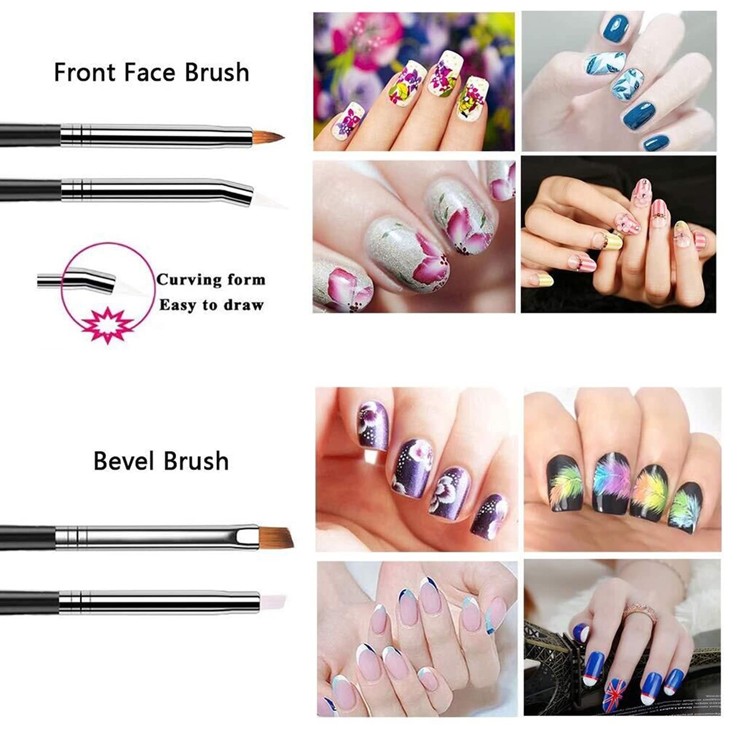 20pc Nail Art Kit: Black Brushes & Multi-Color Dotting Pens for DIY Design Salon