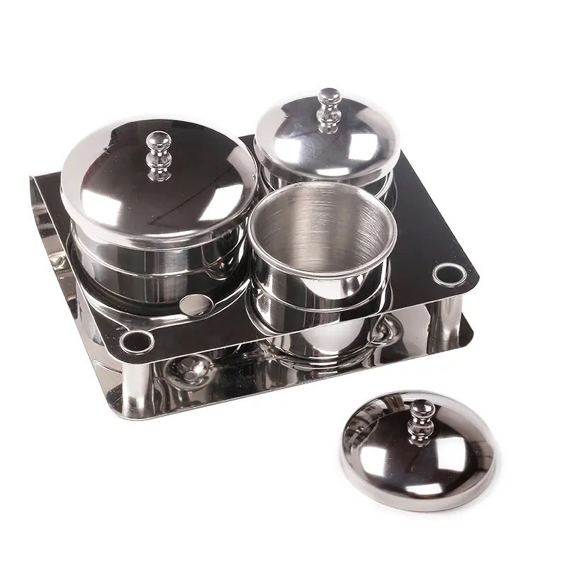 3Pcs/set Stainless Steel Manicure Nail Art Set Liquid & Powder Storage Cups